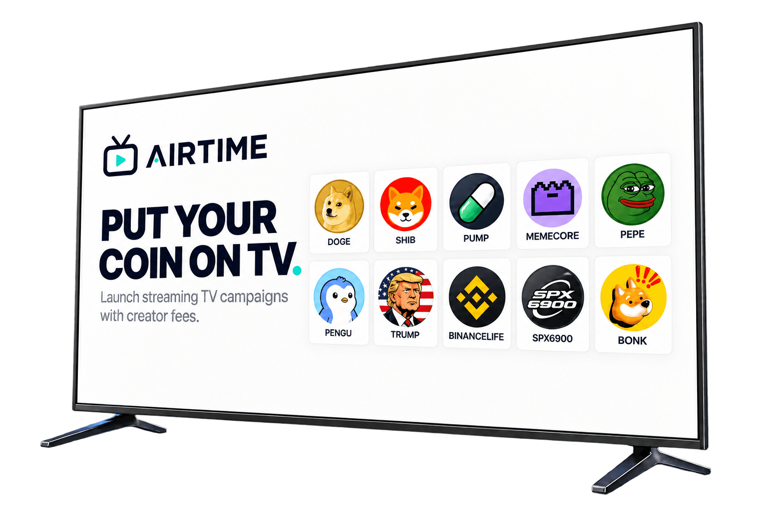 AIRTIME promotional artwork on a television screen